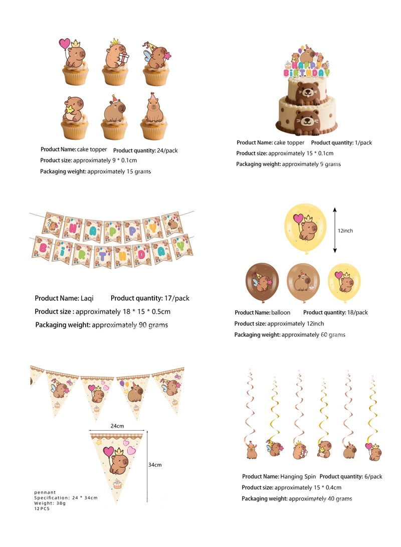 153 قطعة لوازم حفلة عيد ميلاد كابيبارا لطيفة - مجموعة أدوات مائدة حفلة بمواضيع كابيبارا البرتقالية لزينة عيد الميلاد يمكن أن تخدم 10 ضيوف - Image 3